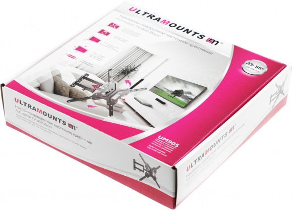 Кронштейн для телевизора Ultramounts UM905 черный 23&amp;quot;-55&amp;quot; макс.30кг настенный поворотно-выдвижной и наклонный