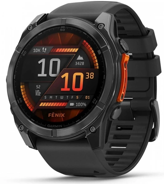 Смарт-часы Garmin Fenix 8 51мм 1.4&amp;quot; AMOLED корп.серый рем.черный разм.брасл.:127-210мм (010-02905-00)