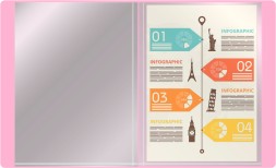 Папка с 60 прозр.вклад. Бюрократ Gems GEM60PIN A4 пластик 0.7мм торц.карм с бум. встав розовый аметист