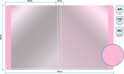 Папка с 60 прозр.вклад. Бюрократ Gems GEM60PIN A4 пластик 0.7мм торц.карм с бум. встав розовый аметист