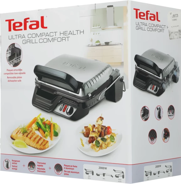 Электрогриль Tefal GC306012 2000Вт серебристый/черный