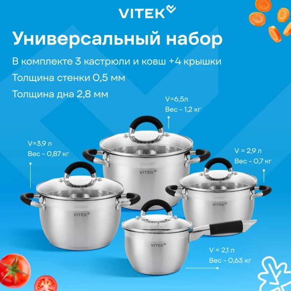 Набор посуды Vitek Секретный ингредиент VT-SS1408 8 предметов