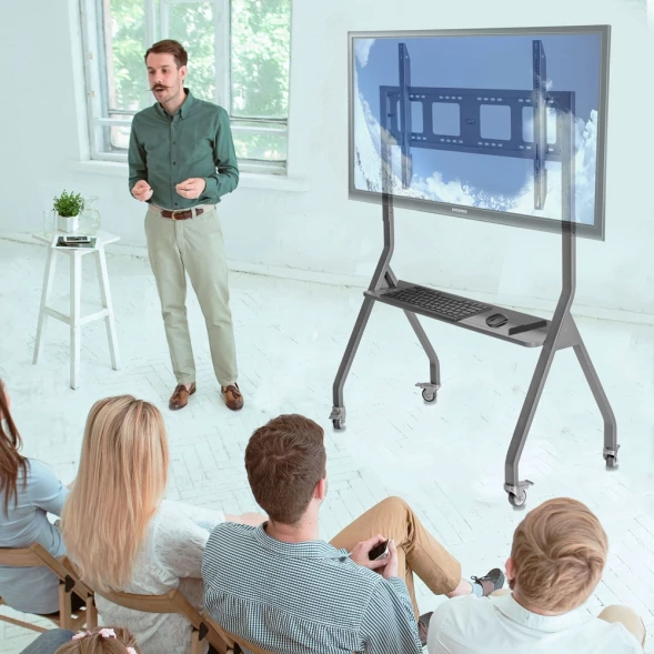 Стойка для телевизора Kromax OMEGA-12 серебристый 32&amp;quot;-120&amp;quot; макс.80кг напольный