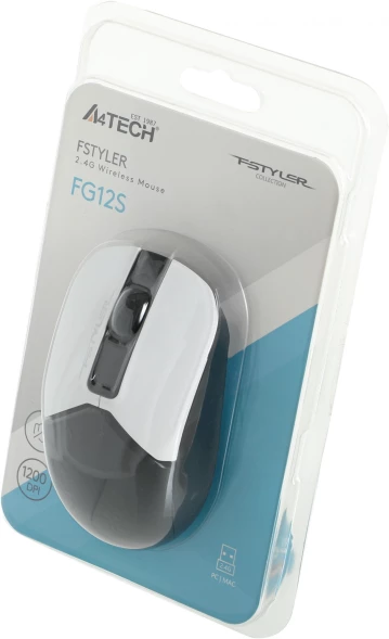 Мышь A4Tech Fstyler FG12S Panda белый/черный оптическая (1200dpi) silent беспроводная USB (3but)