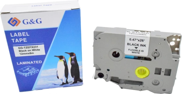 Картридж ленточный G&amp;amp;G GG-TZEFX231 черный на белом 12x8 для Brother 1010/1280/1280VP/2700VP