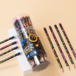 Карандаш ч/г Deli EC045-HB 2.2мм HB кругл. липа ассорти Ennovation texture ластик