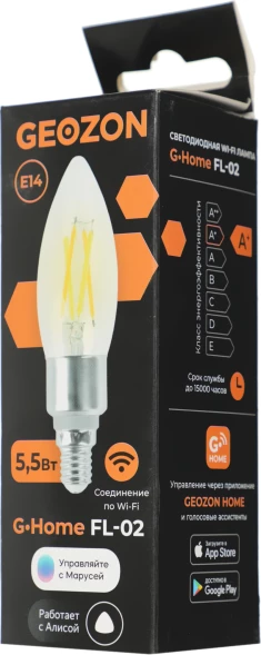 Умная лампа Geozon FL-02 E14 5.5Вт 470lm Wi-Fi (упак.:1шт) (GSH-SLF02)