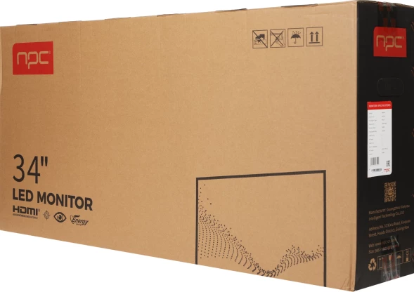 Монитор NPC 34&amp;quot; MP3414 черный VA LED 21:9 HDMI M/M матовая HAS Piv 3000:1 250cd 178гр/178гр 3440x1440 165Hz G-Sync FreeSync DP 2K 9кг