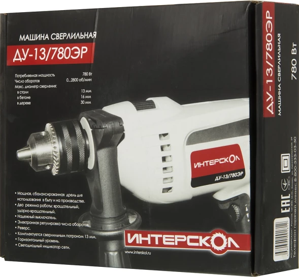 Дрель ударная Интерскол ДУ-13/780ЭР 780Вт патрон:кулачковый реверс (421.1.0.00)