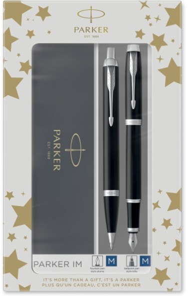 Набор ручек Parker IM Core FK221 (CW2093215) Black CT сталь нержавеющая подар.кор. ручка перьевая, ручка шариковая