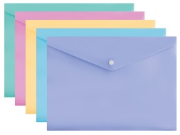 Конверт на кнопке Бюрократ Pastel -PKPAST/PINK A4 пластик 0.18мм розовый