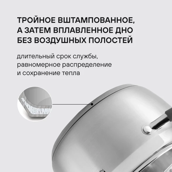 Кастрюля Rondell Flamme RDS-023 2.3л. d=18см (с крышкой) стальной