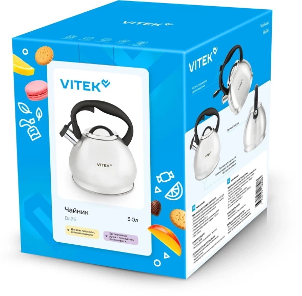 Чайник металлический Vitek Вайб VT-WK1260 3л. стальной