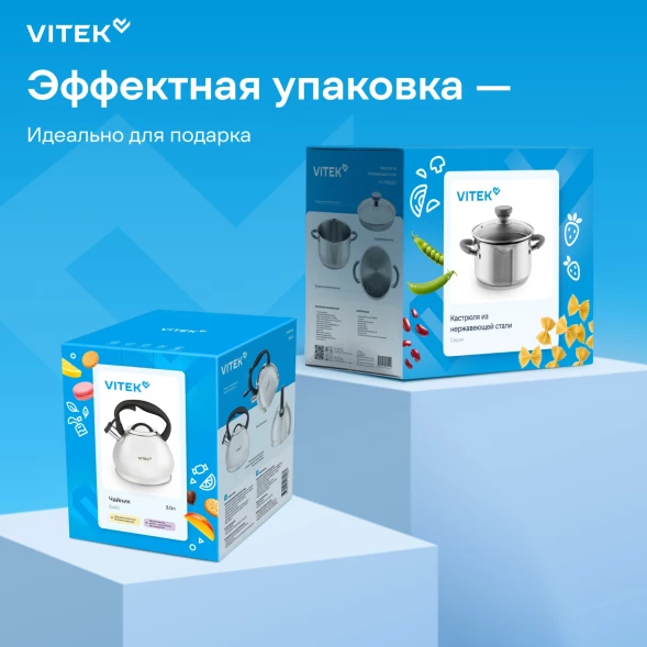 Чайник металлический Vitek Вайб VT-WK1260 3л. стальной