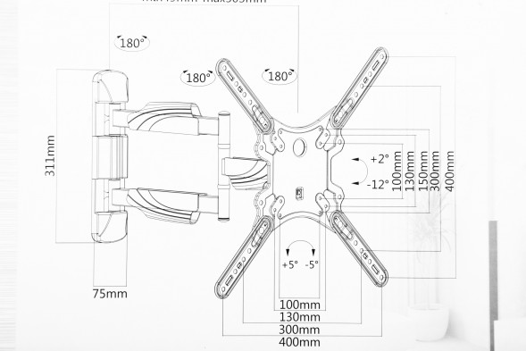 Кронштейн для телевизора Ultramounts UM871 черный 23&amp;quot;-55&amp;quot; макс.35кг настенный поворотно-выдвижной и наклонный
