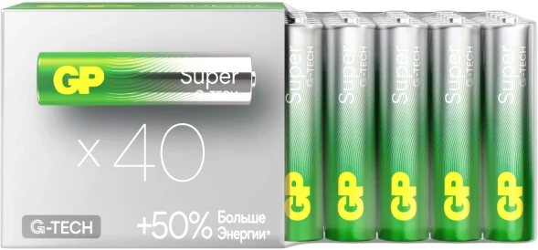 Батарея GP Super Alkaline 24AA21-2CRSWC40 AAA (40шт) спайка