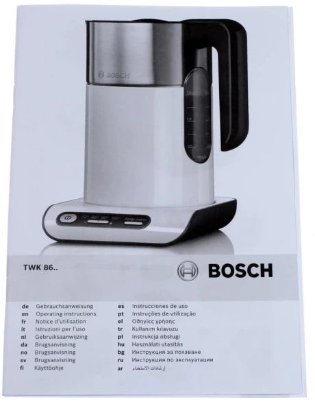 Чайник электрический Bosch TWK8611P 1.5л. 2400Вт белый/серебристый корпус: пластик/металл