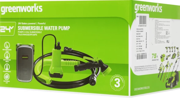 Насос бочковой Greenworks G24SWP 100Вт 1800л/час центробежный (3401007)