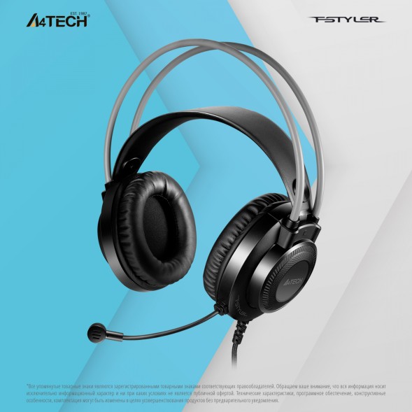 Наушники с микрофоном A4Tech Fstyler FH200i серый 1.8м накладные оголовье (FH200I GREY) 1