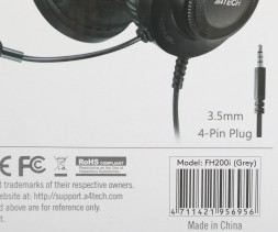 Наушники с микрофоном A4Tech Fstyler FH200i серый 1.8м накладные оголовье (FH200I GREY) 1