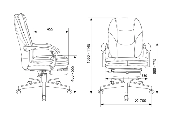 Кресло руководителя Бюрократ CH-868N-F серый эко.кожа крестов. пластик подст.для ног