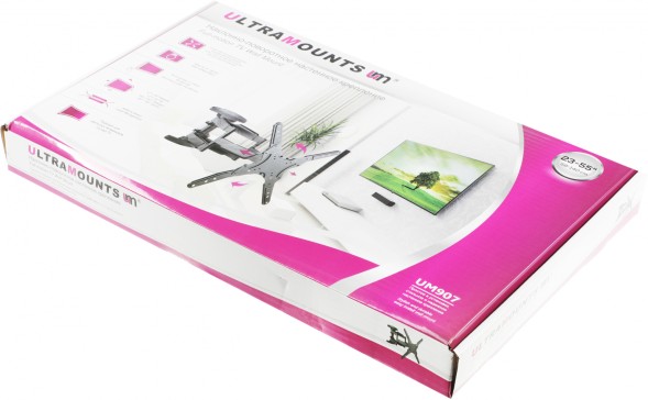 Кронштейн для телевизора Ultramounts UM907 черный 23&amp;quot;-55&amp;quot; макс.40кг настенный поворотно-выдвижной и наклонный