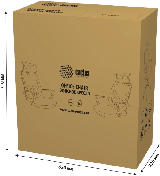 Кресло Cactus CS-MC414-BK черный сетка/ткань с подголов. крестов. пластик