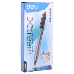 Набор ручек шариков. автоматическая Deli X-tream (EQ02120-P) черн d=0.7мм черн. черн. кор.карт. (12шт) сменный стержень