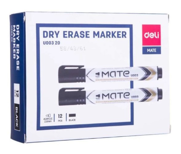 Маркер для досок Deli EU00320 Mate круглый пиш. наконечник 2мм черный