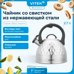 Чайник металлический Vitek Вкус жизни VT-WK1210 2.8л. стальной