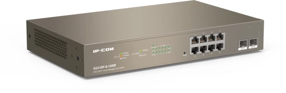 Коммутатор IP-Com G3310P-8-150W (L2) 8x1Гбит/с 2xКомбо(1000BASE-T/SFP) 2SFP 8PoE 130W управляемый