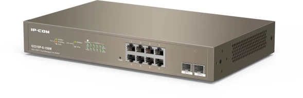Коммутатор IP-Com G3310P-8-150W (L2) 8x1Гбит/с 2xКомбо(1000BASE-T/SFP) 2SFP 8PoE 130W управляемый