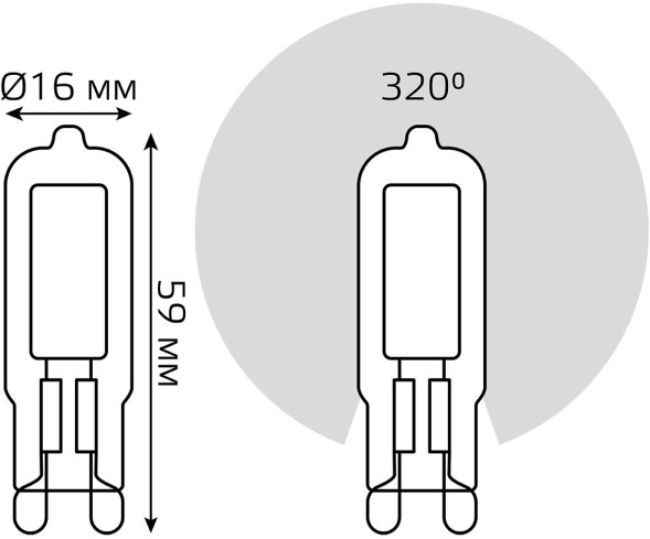 Лампа светодиодная Gauss G9 3.5Вт цок.:G9 капсул. 220B 4100K св.свеч.бел.нейт. (упак.:10шт) (107809203)