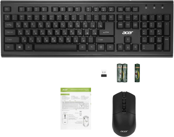 Клавиатура + мышь Acer OKR120 клав:черный мышь:черный USB беспроводная (ZL.KBDEE.007)