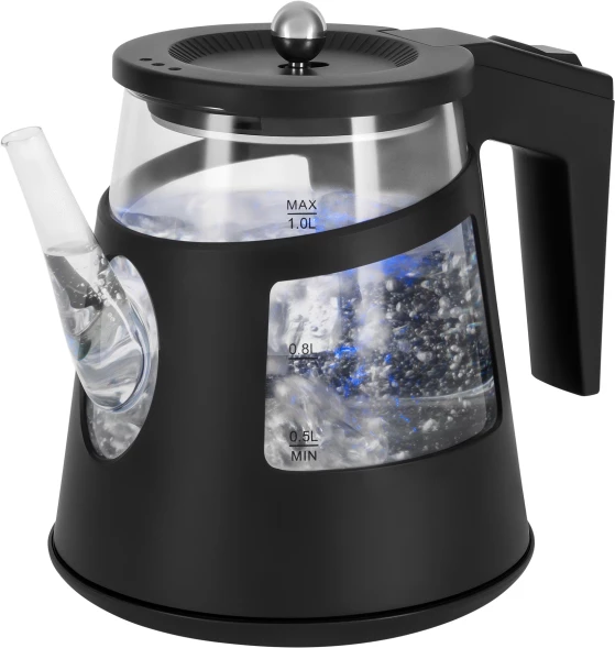 Чайник электрический Vitek VT-WK1083 1л. 1100Вт черный корпус: стекло