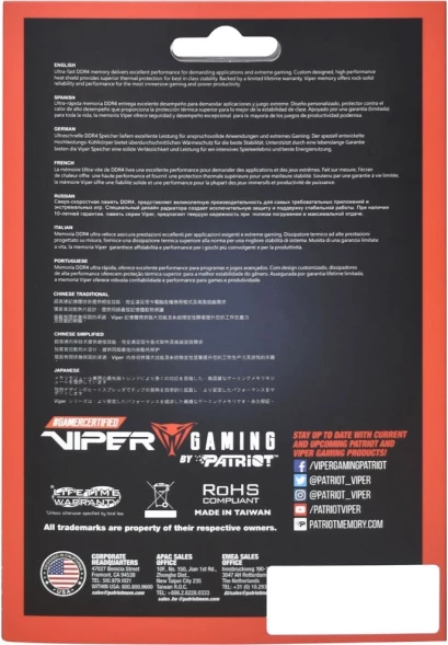 Память DDR4 2x32GB 4000MHz Patriot PVE2464G400C0K Viper Elite II RTL Gaming PC4-32000 CL20 DIMM 288-pin 1.4В kit с радиатором Ret