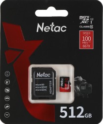 Флеш карта microSDXC 512GB Netac NT02P500PRO-512G-R P500 Extreme Pro + adapter