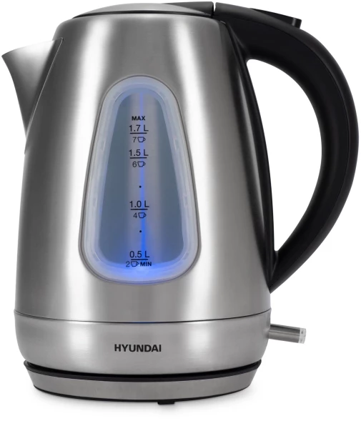Чайник электрический Hyundai HYK-S7407 1.7л. 2200Вт серебристый матовый/черный корпус: металл