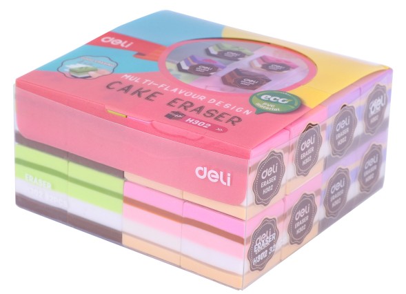 Ластик Deli EH302 прямоугольный 35x35x35мм ассорти индивидуальная картонная упаковка