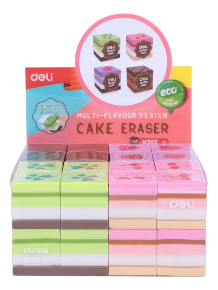 Ластик Deli EH302 прямоугольный 35x35x35мм ассорти индивидуальная картонная упаковка