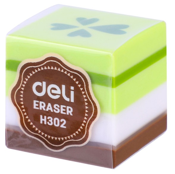 Ластик Deli EH302 прямоугольный 35x35x35мм ассорти индивидуальная картонная упаковка