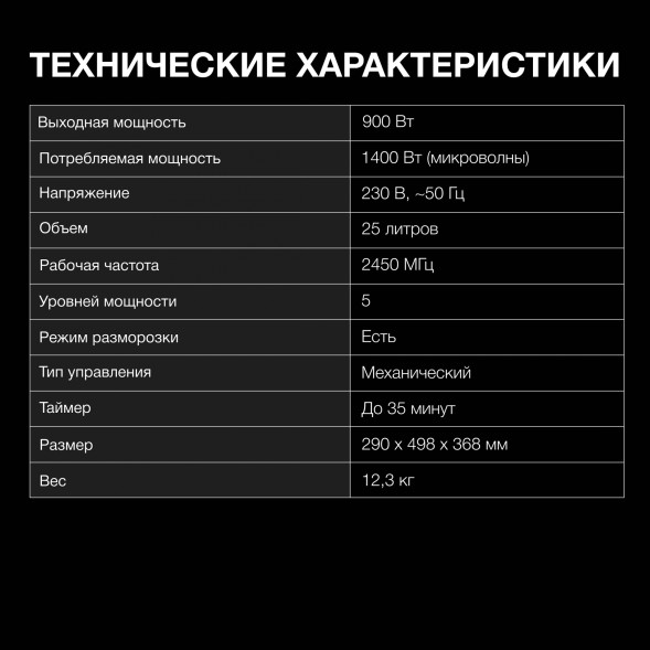Микроволновая Печь Hyundai HYM-M2025 25л. 900Вт черный/серебристый