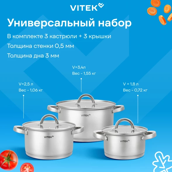Набор кастрюль Vitek Вдохновение VT-SS1526 6 предметов