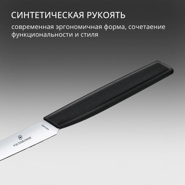 Нож кухонный Victorinox Swiss Modern (6.9003.10) стальной универсальный для чистки овощей и фруктов лезв.100мм прямая заточка черный