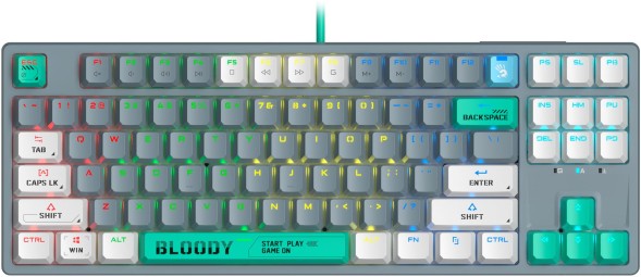 Клавиатура A4Tech Bloody S87 Energy механическая серый/зеленый USB for gamer LED (S87 USB ENERGY ASH)