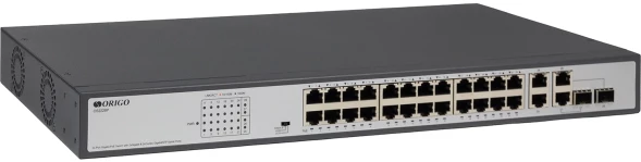 Коммутатор Origo OS2228P/370W OS2228P/370W/A1A 28x1Гбит/с 2xКомбо(1000BASE-T/SFP) 2SFP 24PoE+ 370W неуправляемый