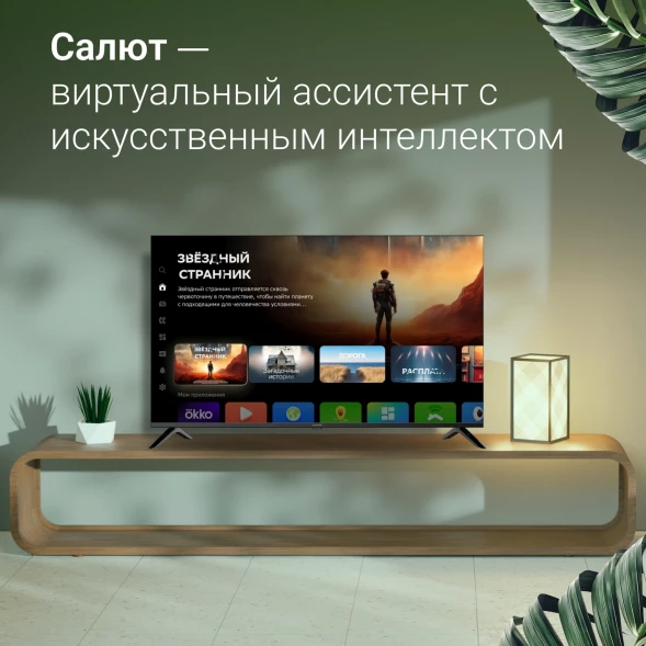 Телевизор LED Digma 50&amp;quot; DM-LED50UBB40 Салют ТВ Frameless Metal черный 4K Ultra HD 60Hz DVB-T DVB-T2 DVB-C DVB-S DVB-S2 USB WiFi Smart TV