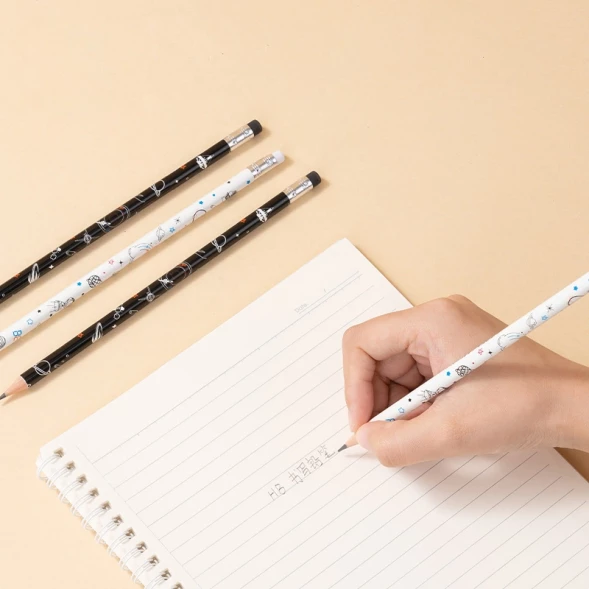 Карандаш ч/г Deli EC048-HB 2.2мм HB кругл. липа рисунок ластик