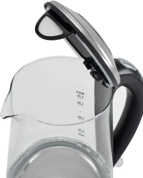 Чайник электрический Hyundai HYK-G8406 1.7л. 2200Вт прозрачный/черный корпус: металл