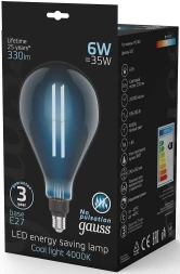 Лампа светодиодная Gauss Filament Vintage 6Вт цок.:E27 шар 220B 4000K св.свеч.бел.нейт. (упак.:1шт) (179802205)